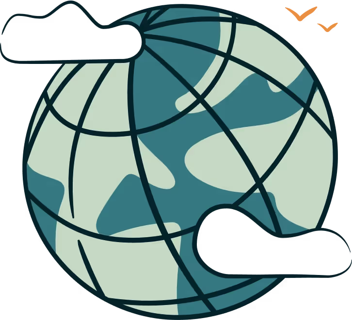 A Drawing of a Globe With Clouds